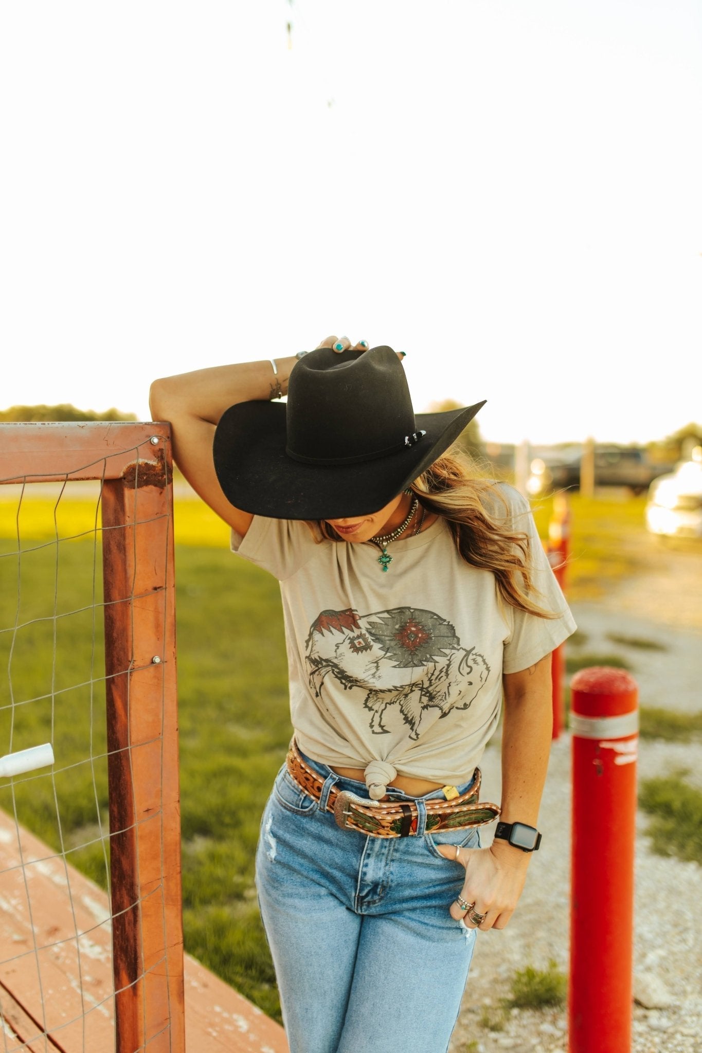 Aztec Bison Graphic Tee Shirt