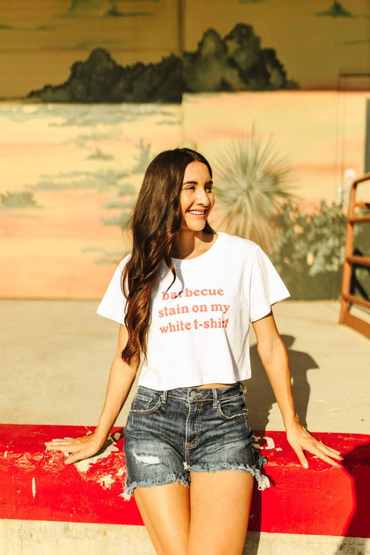 Barbecue Stain Boxy Crop Graphic Tee Shirt