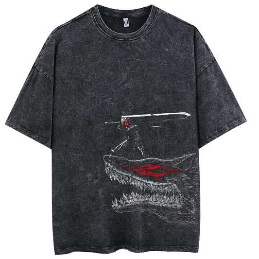 Berserk Guts Oversized Anime Graphic Cotton Shirt Style005