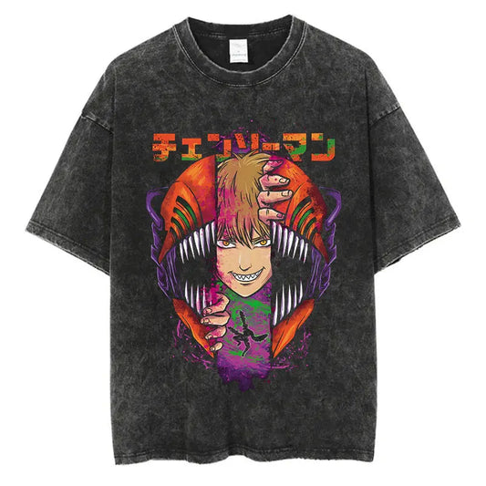 Chainsaw Man Denji Shirt Vintage Style Anime Graphic Tee Style002