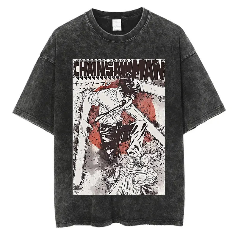 Chainsaw Man Denji Shirt Vintage Style Anime Graphic Tee Style004