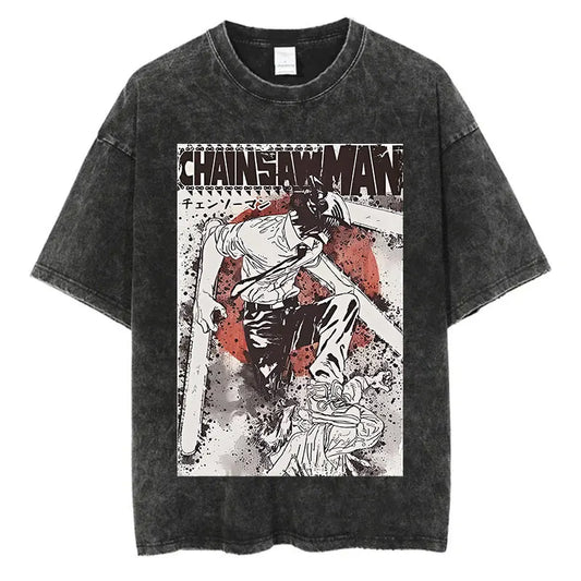Chainsaw Man Denji Shirt Vintage Style Anime Graphic Tee Style004