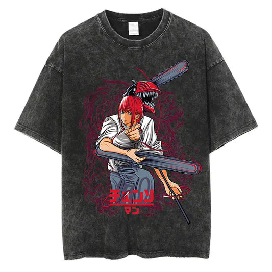 Chainsaw Man Makima Denji Shirt Vintage Style Anime Graphic Tee