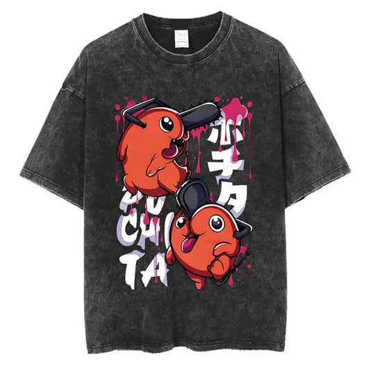 Chainsaw Man Pochita Shirt Vintage Style Anime Graphic Tee