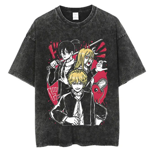 Chainsaw Man Squad Shirt Vintage Style Anime Graphic Tee