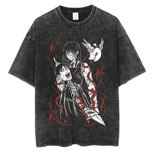 Chainsaw Man Yoru Shirt Vintage Style Anime Graphic Tee Style001