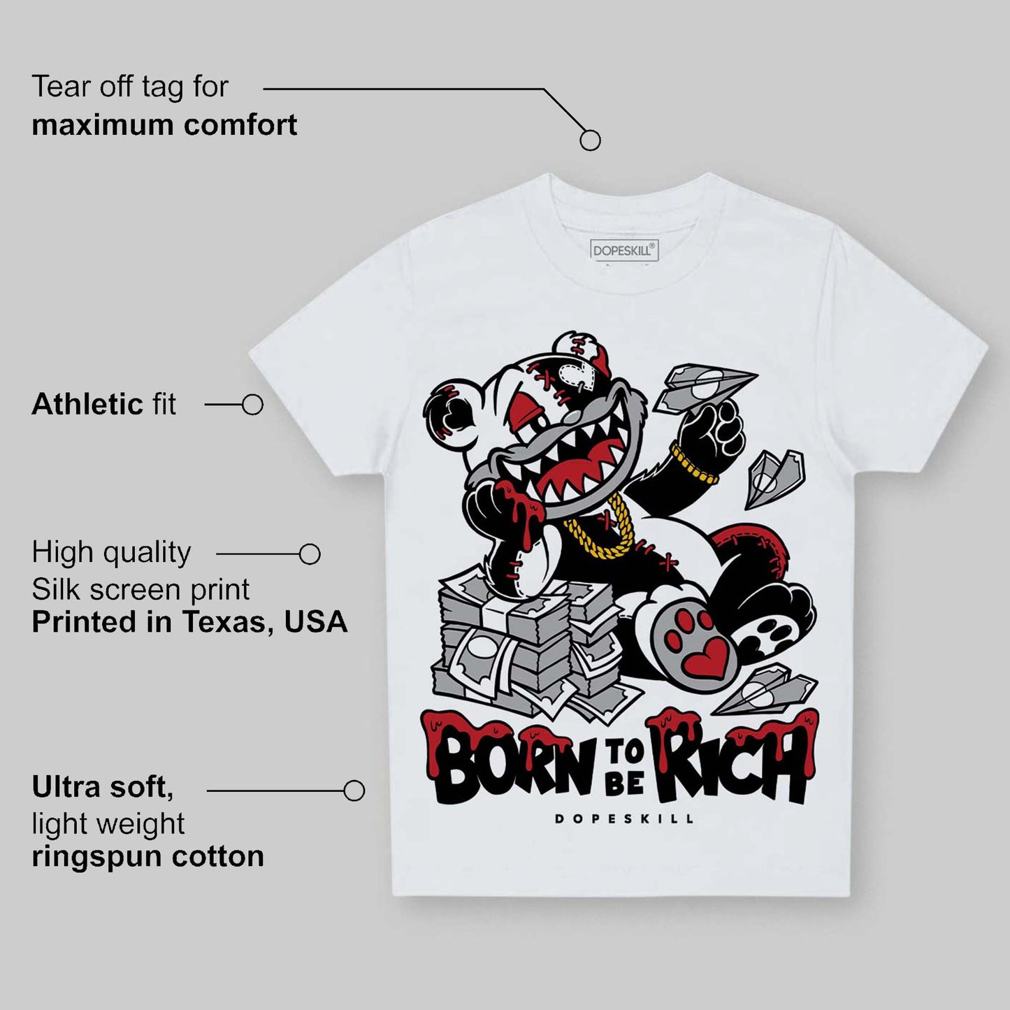 Bred 11s DopeSkill Toddler Kids T-shirt Born To Be Rich Graphic
