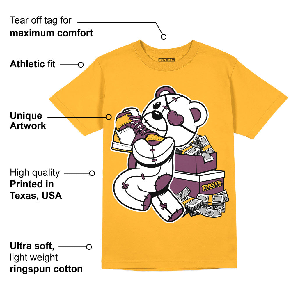 AJ 1 Retro High OG Brotherhood DopeSkill University Gold T-shirt Bear Steals Sneaker Graphic