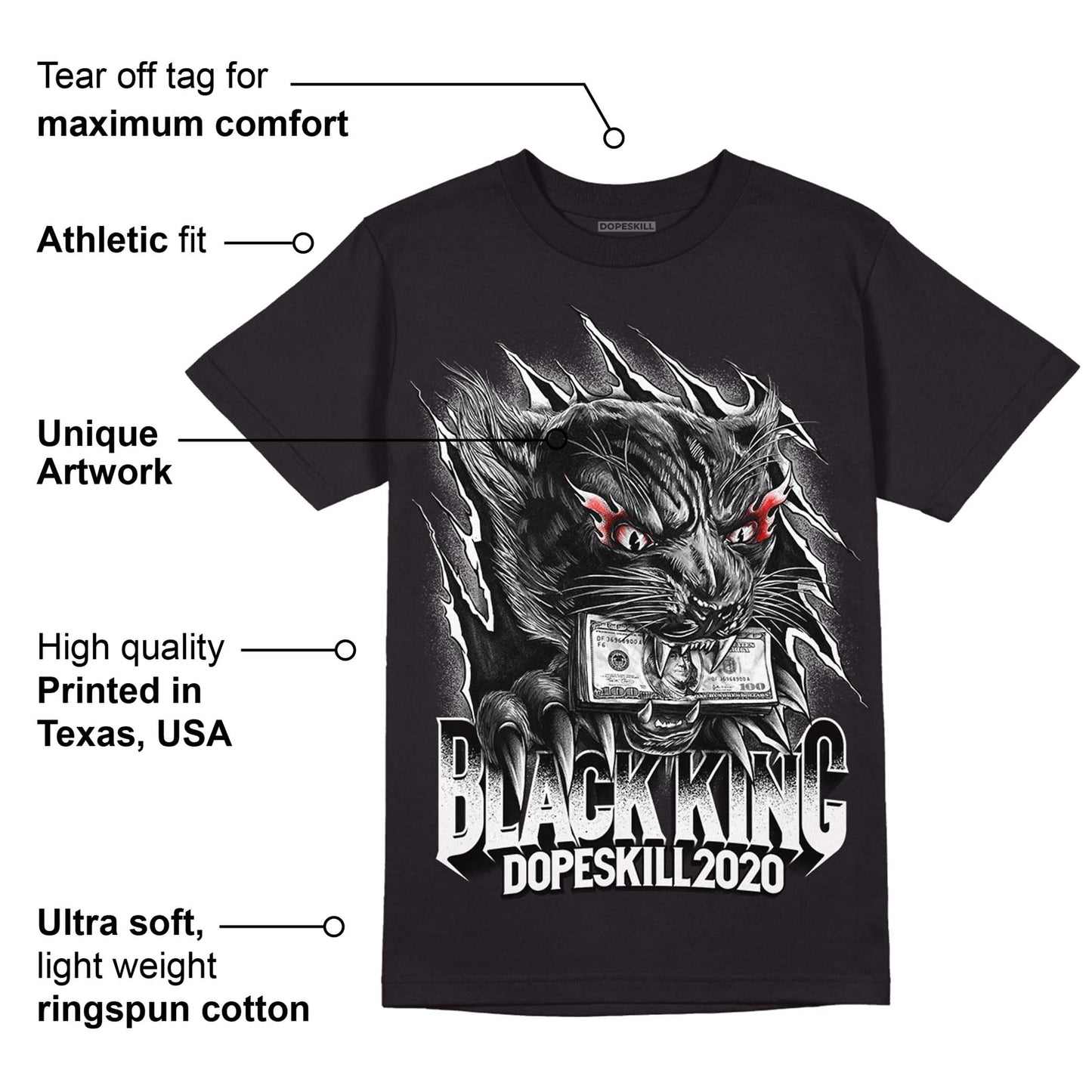 85 Black White 1s DopeSkill T-Shirt Black King Graphic