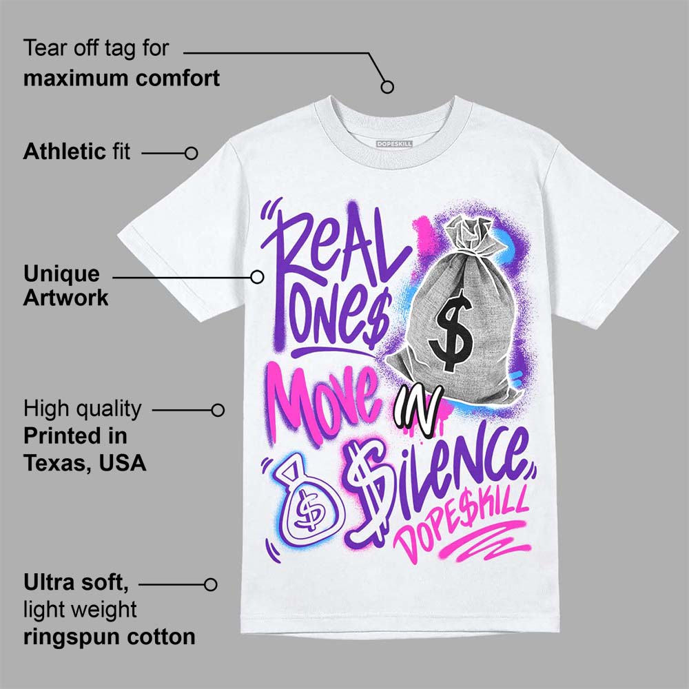 Dunk Purple Championship Court White DopeSkill T-Shirt Real Ones Move In Silence Graphic