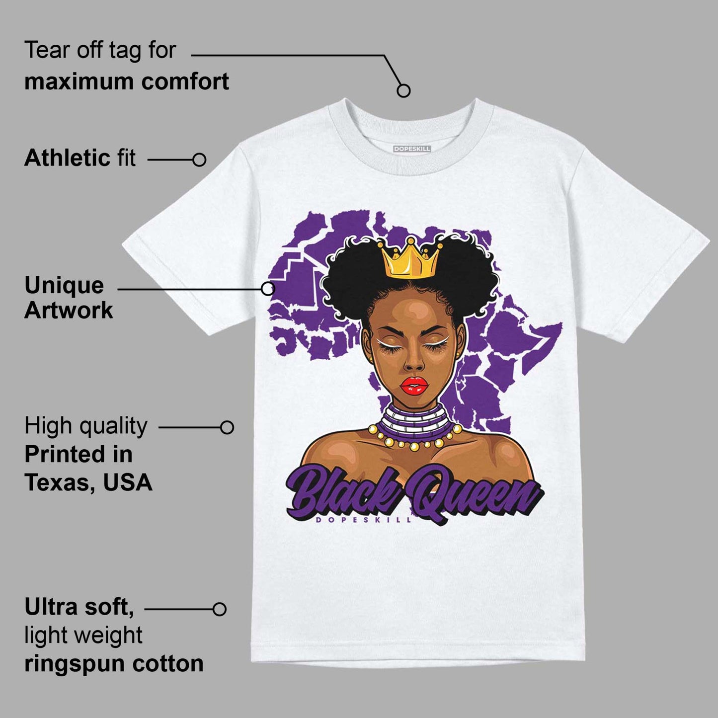 Field Purple 12s DopeSkill T-Shirt Black Queen Graphic
