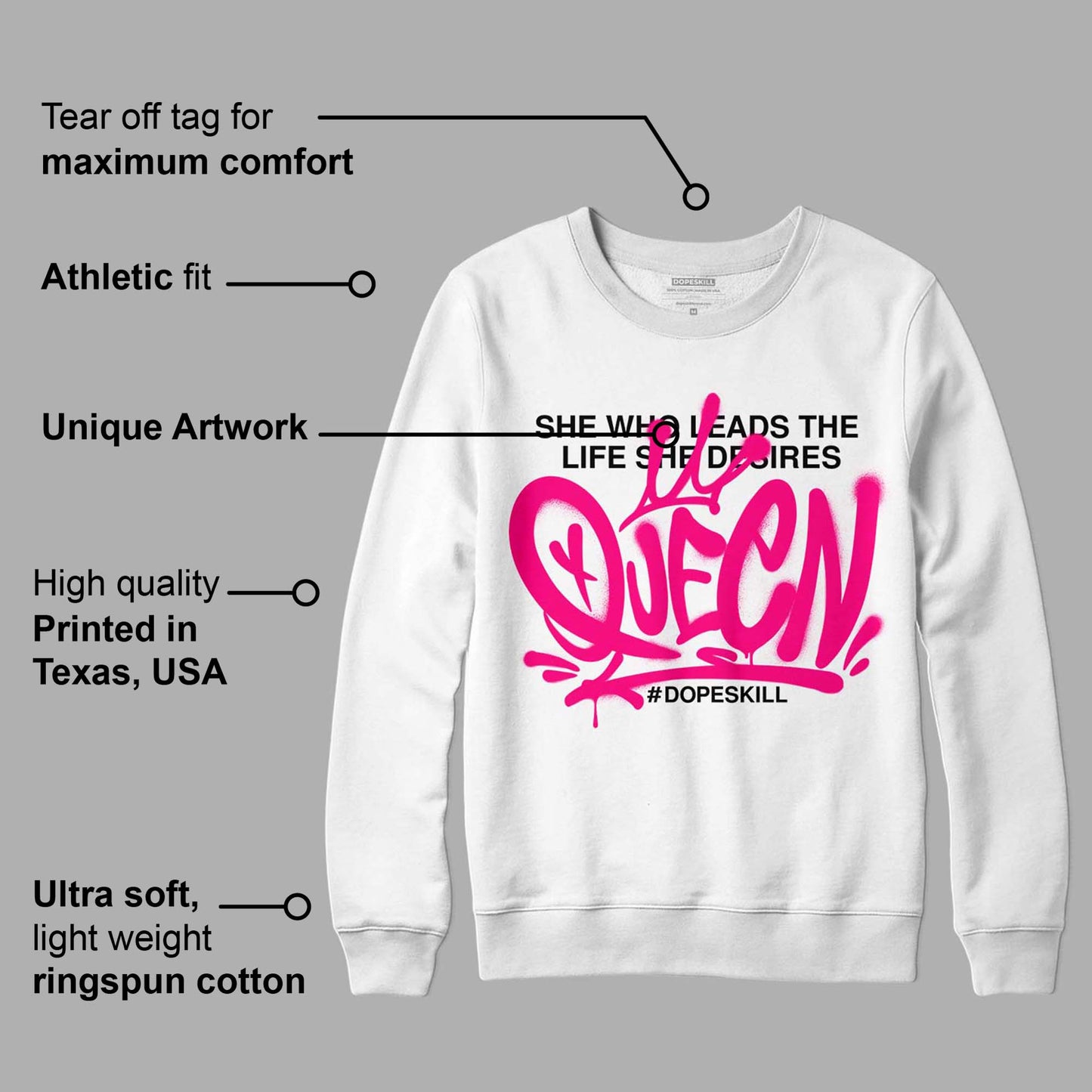 Fierce Pink 1s DopeSkill Sweatshirt Queen Graphic