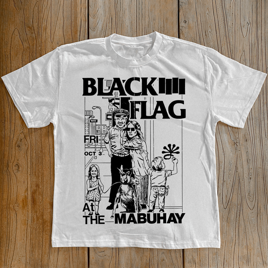 '80 BLACK FLAG AT THE MABUHAY GARDENS WHITE T-SHIRT