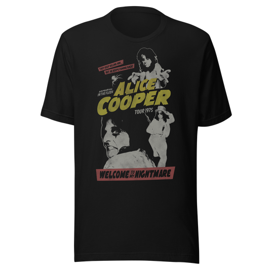 Alice Cooper 1975 Tour Vintage T Shirt Black