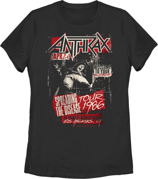 Womens Spreading The Disease Tour 1986 Anthrax Shirt