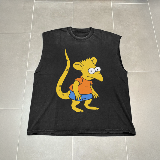 'DEAR RAT BOY' VINTAGE BLACK CUT-OFF T-SHIRT